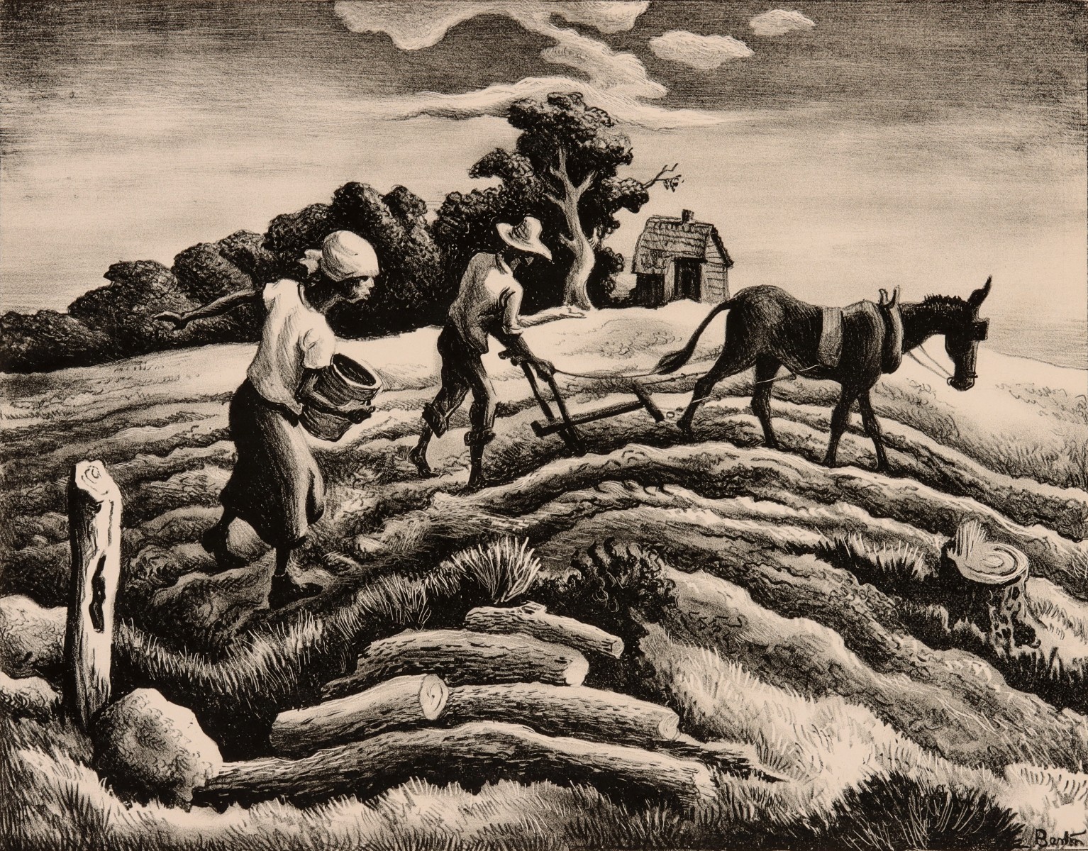 THOMAS HART BENTON (1889-1975) PENCIL SIGNED LITHOGRAPH