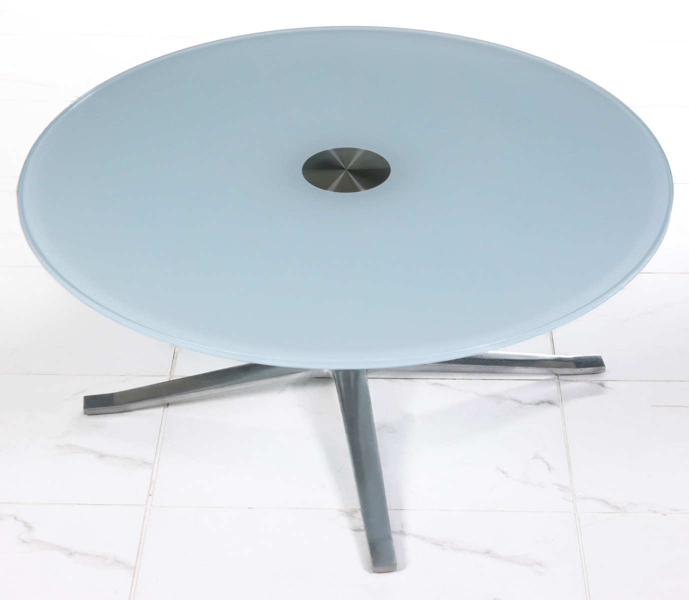 A PEARSON LLOYD GLASS TOP OCCASIONAL TABLE FOR COALESSE