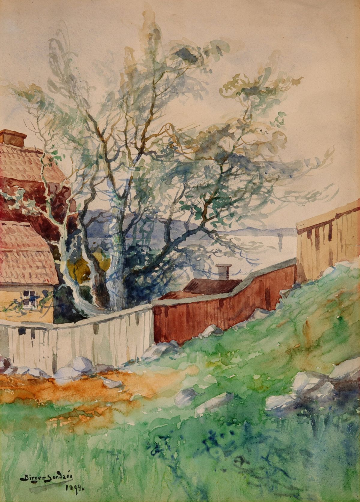 BIRGER SANDZEN (1871-1954) EARLY PERIOD WATERCOLOR