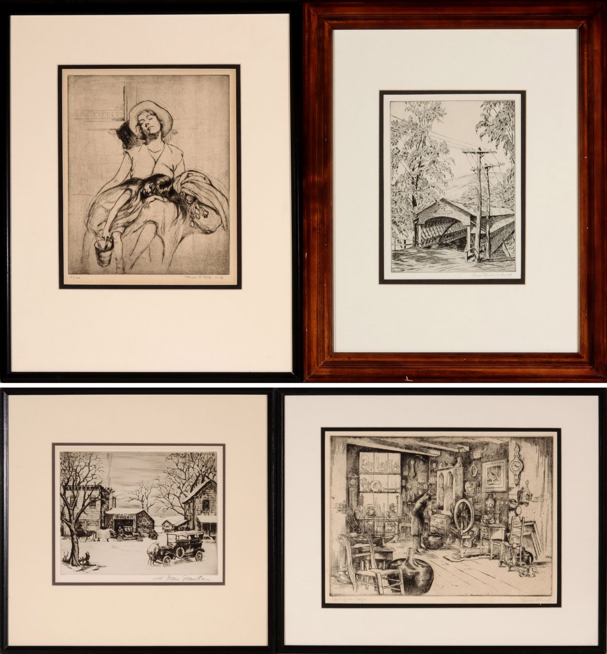 FOUR ASSOCIATED AMERICAN ARTISTS PENCIL SIGNED PRINTS