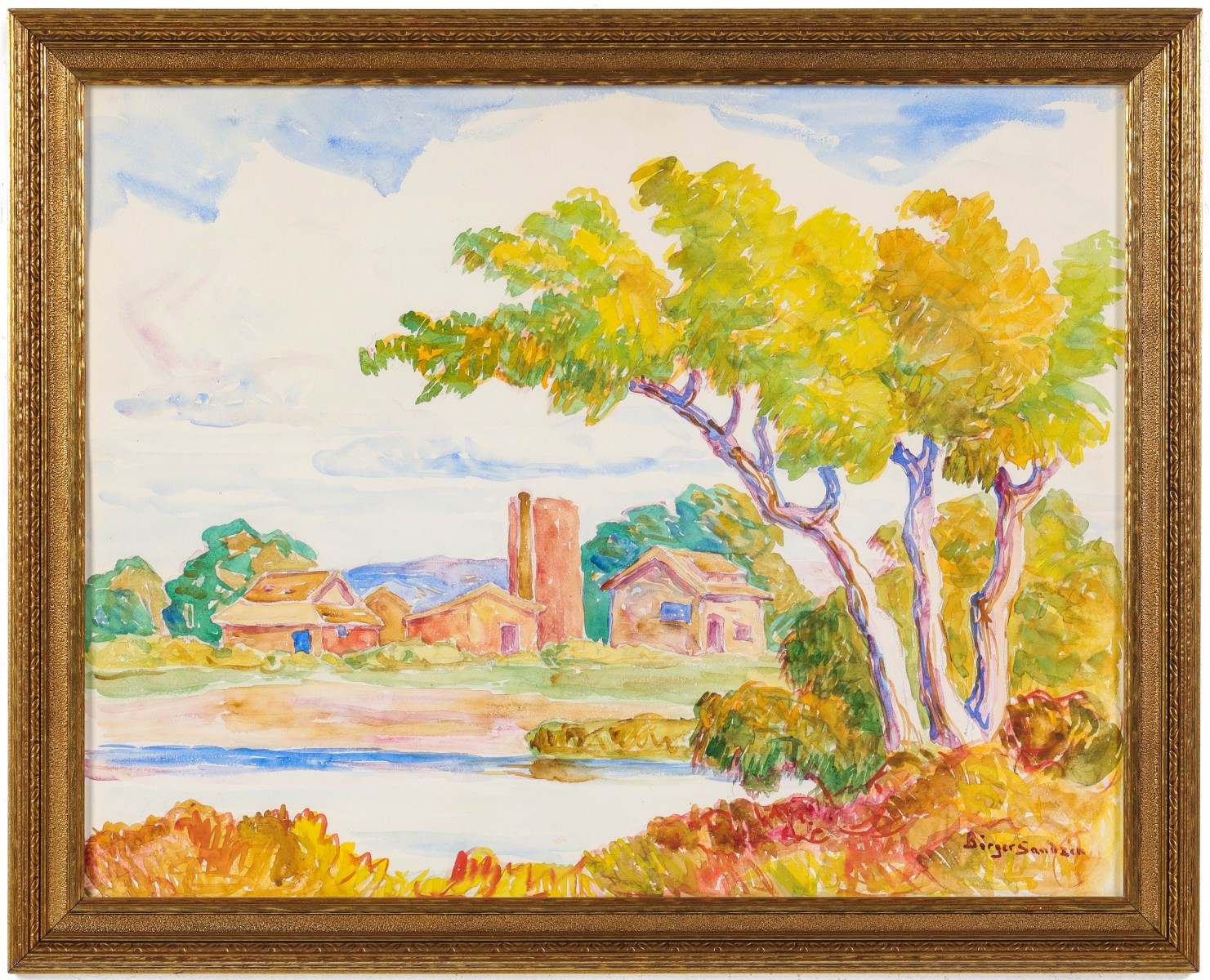 #106: BIRGER SANDZEN (1871-1954) LARGE WATERCOLOR 1934