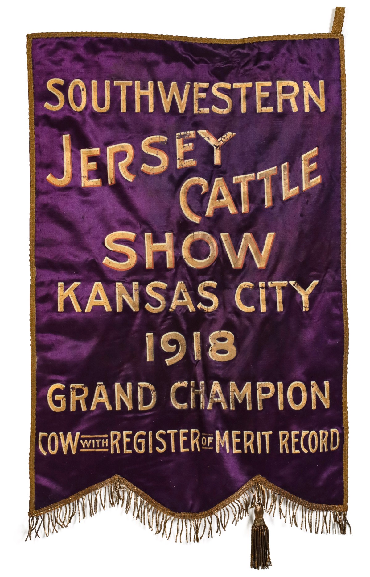 1918 SOUTHWESTERN JERSEY CATTLE SHOW BANNER KANSAS CITY