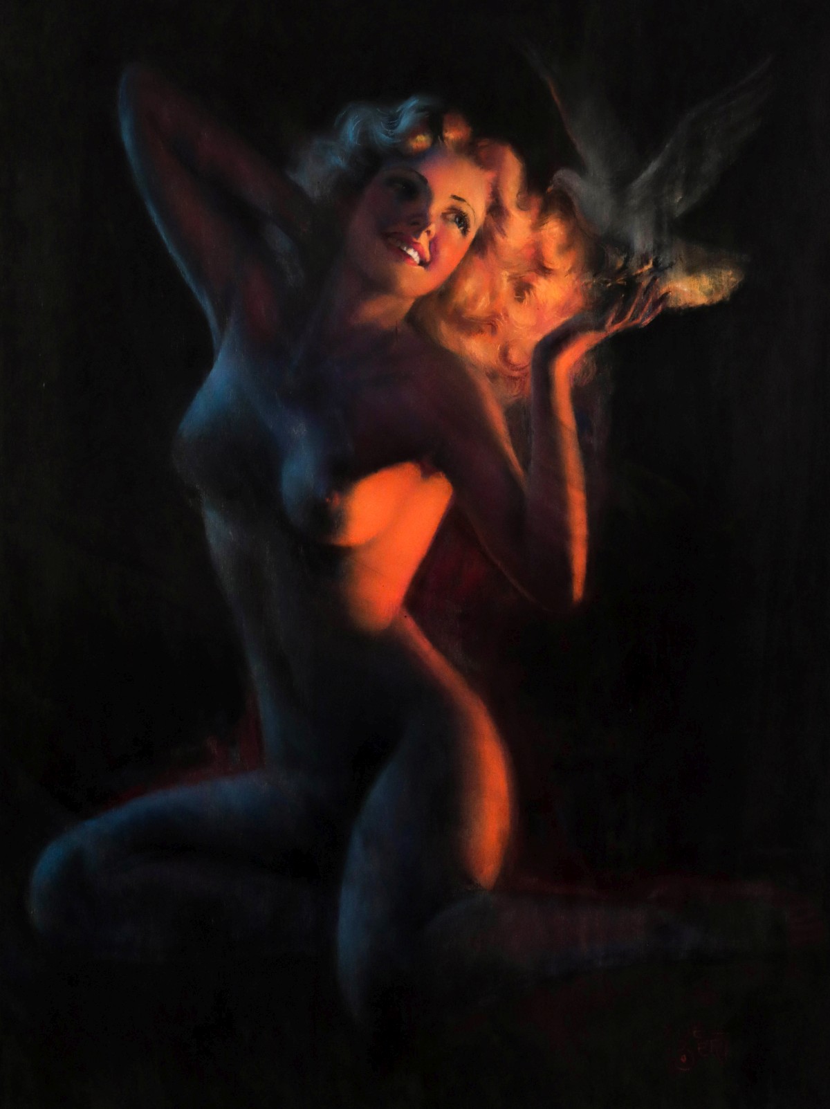 ZOE MOZERT (1907-1993) PASTEL ON WOOD PANEL