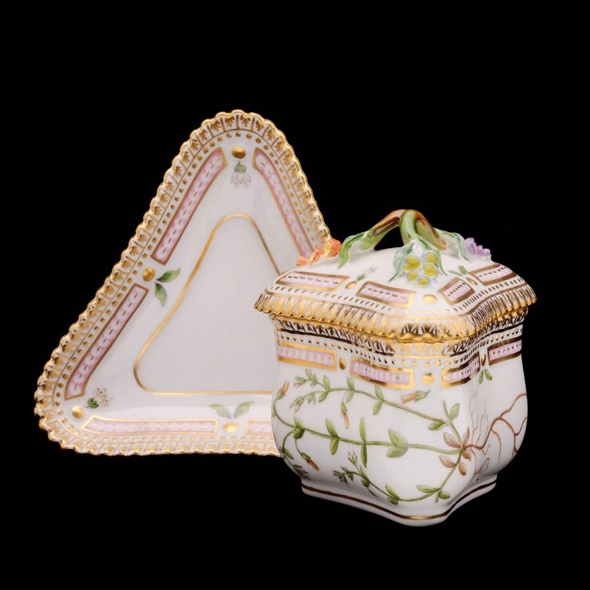 A ROYAL COPENHAGEN FLORA DANICA CUSTARD CUP WITH STAND