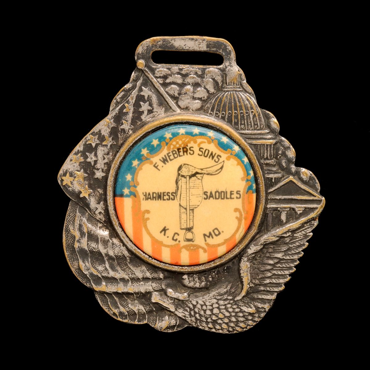 F. WEBER'S SONS KANSAS CITY HARNESS SADDLES WATCH FOB