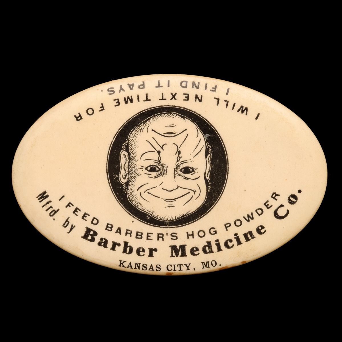 ADVERTISING POCKET WHETSTONE FOR BARBER'S HOG POWDER