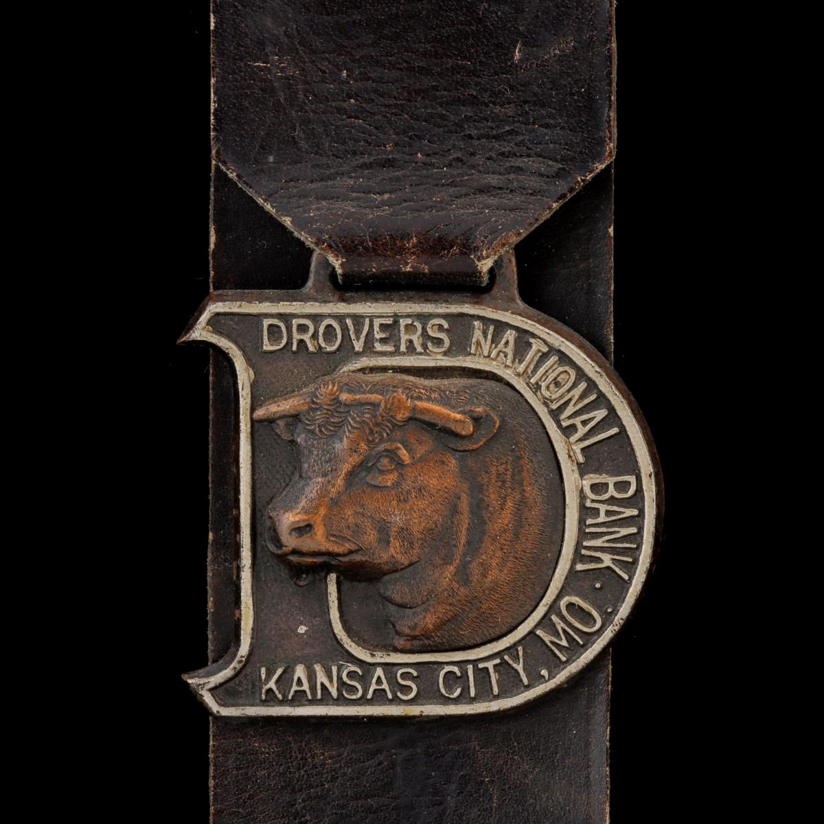 DROVER'S NATIONAL BANK KANSAS CITY FOB WITH BULL HEAD