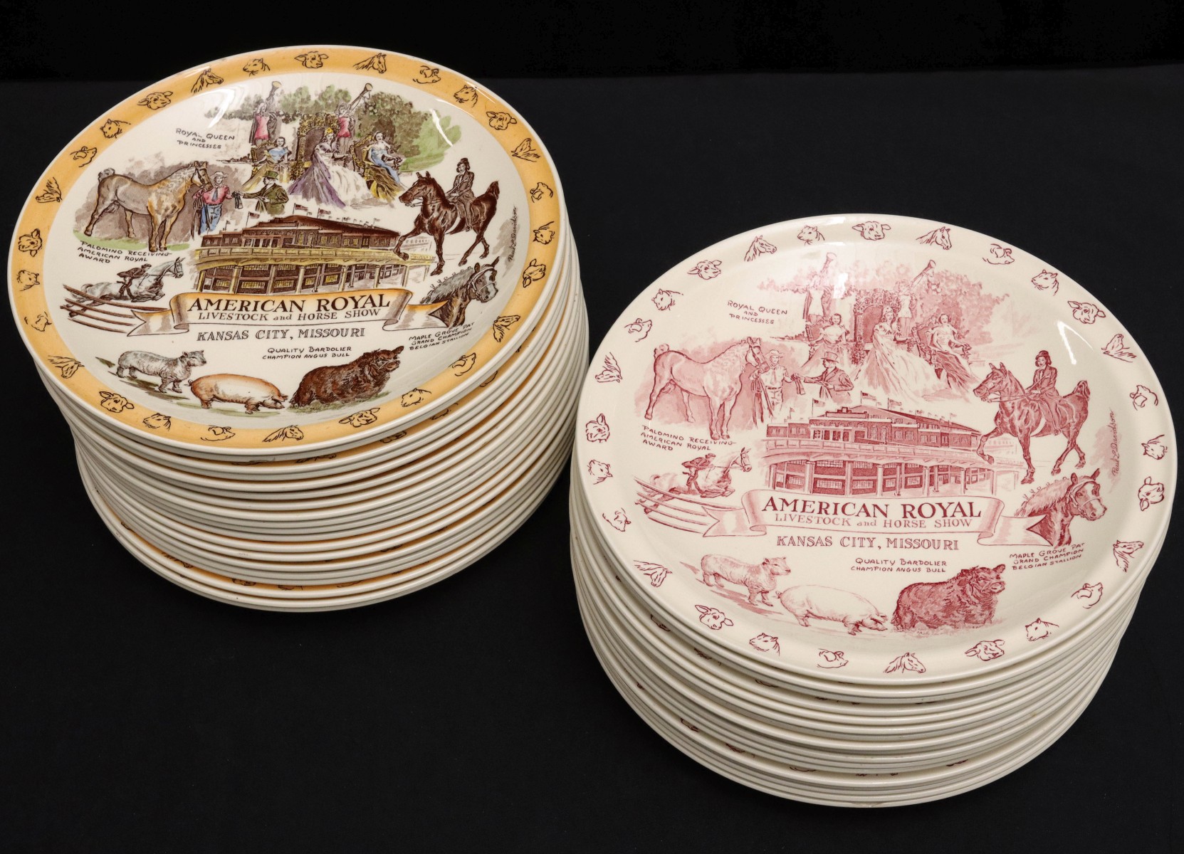 THIRTY-SIX VERNON KILNS PLATES FOR THE AMERICAN ROYAL