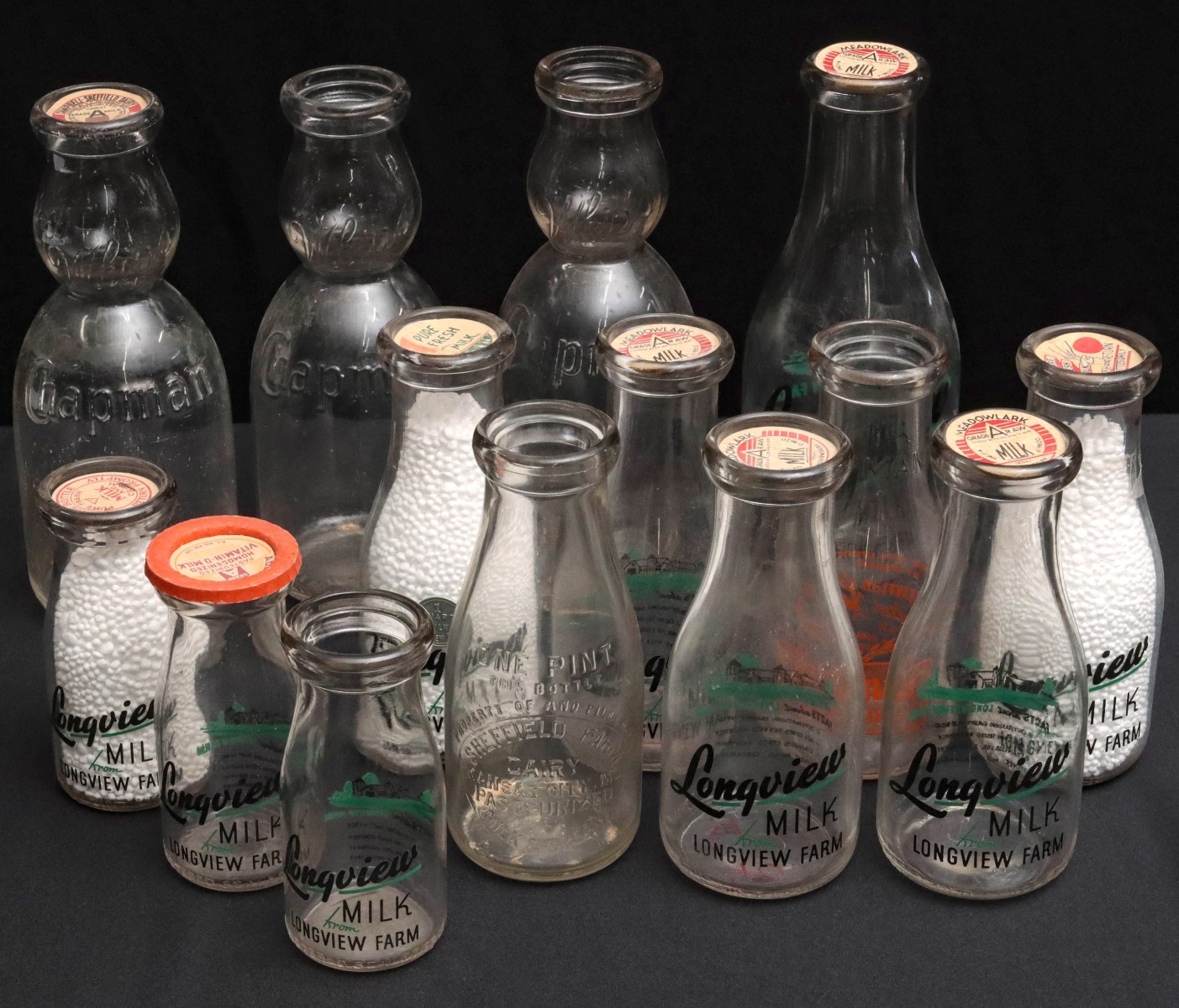 LONGVIEW, CHAPMAN AND SHEFFIELD MILK BOTTLES FROM KC