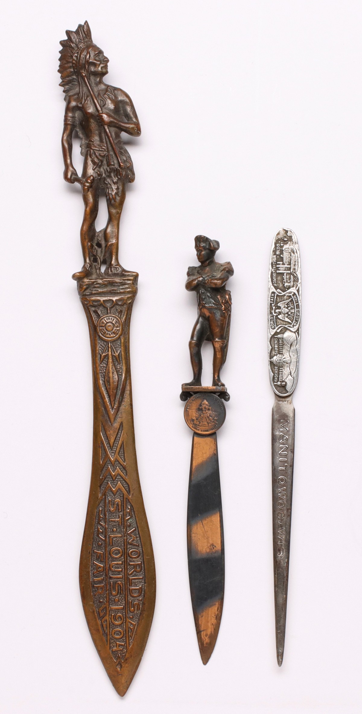 FIGURAL 1904 WORLD'S FAIR SOUVENIR LETTER OPENERS