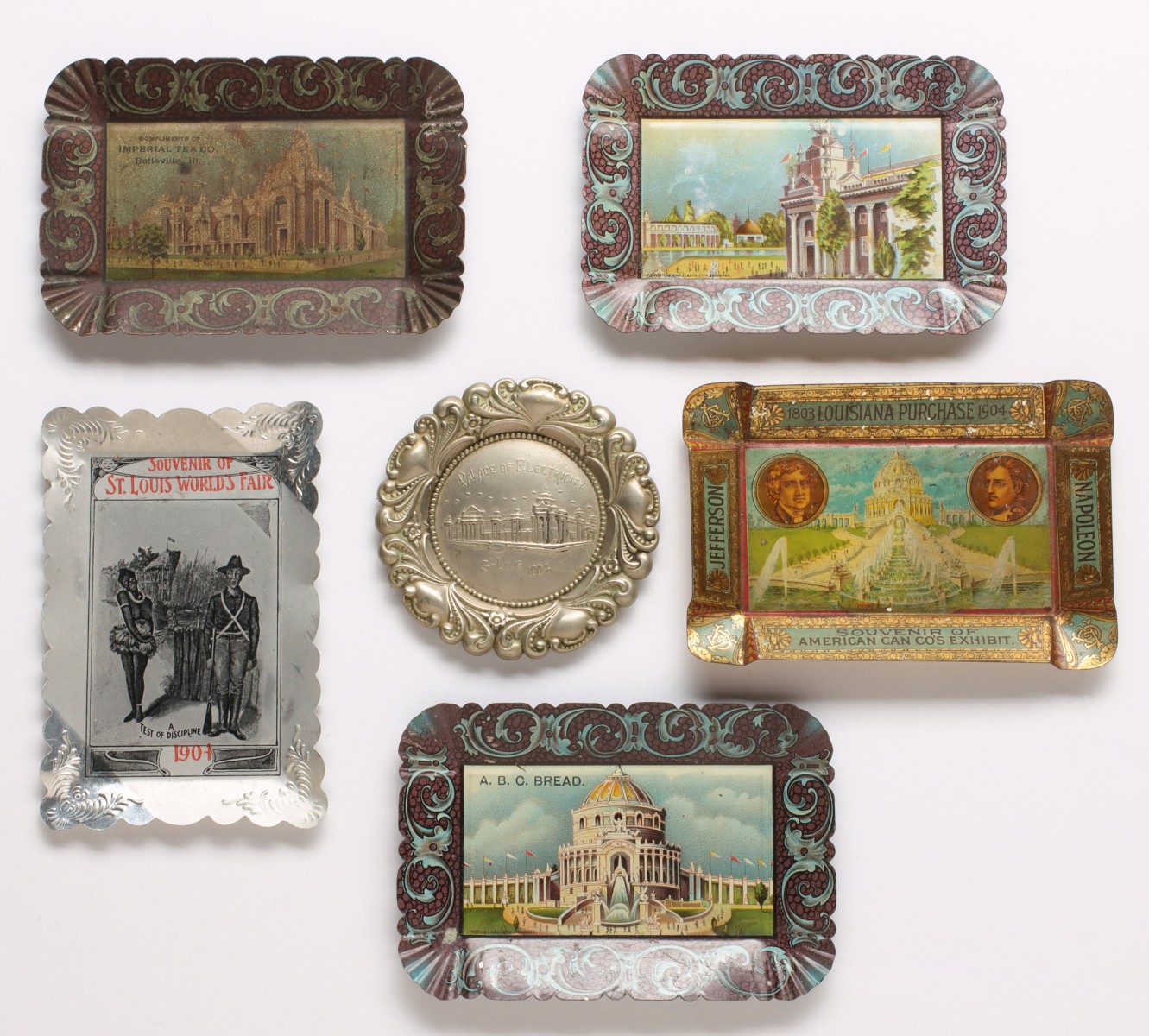 A COLLECTION OF 1904 WORLD'S FAIR SOUVENIR TRAYS