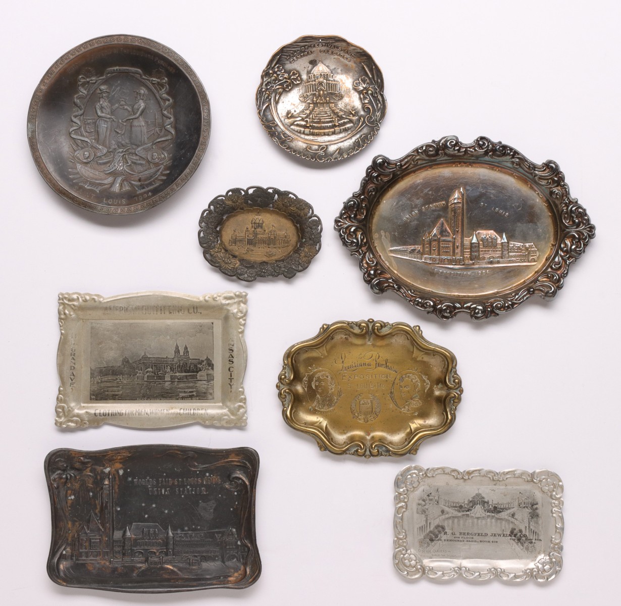 A COLLECTION OF 1904 WORLD'S FAIR SOUVENIR TRAYS