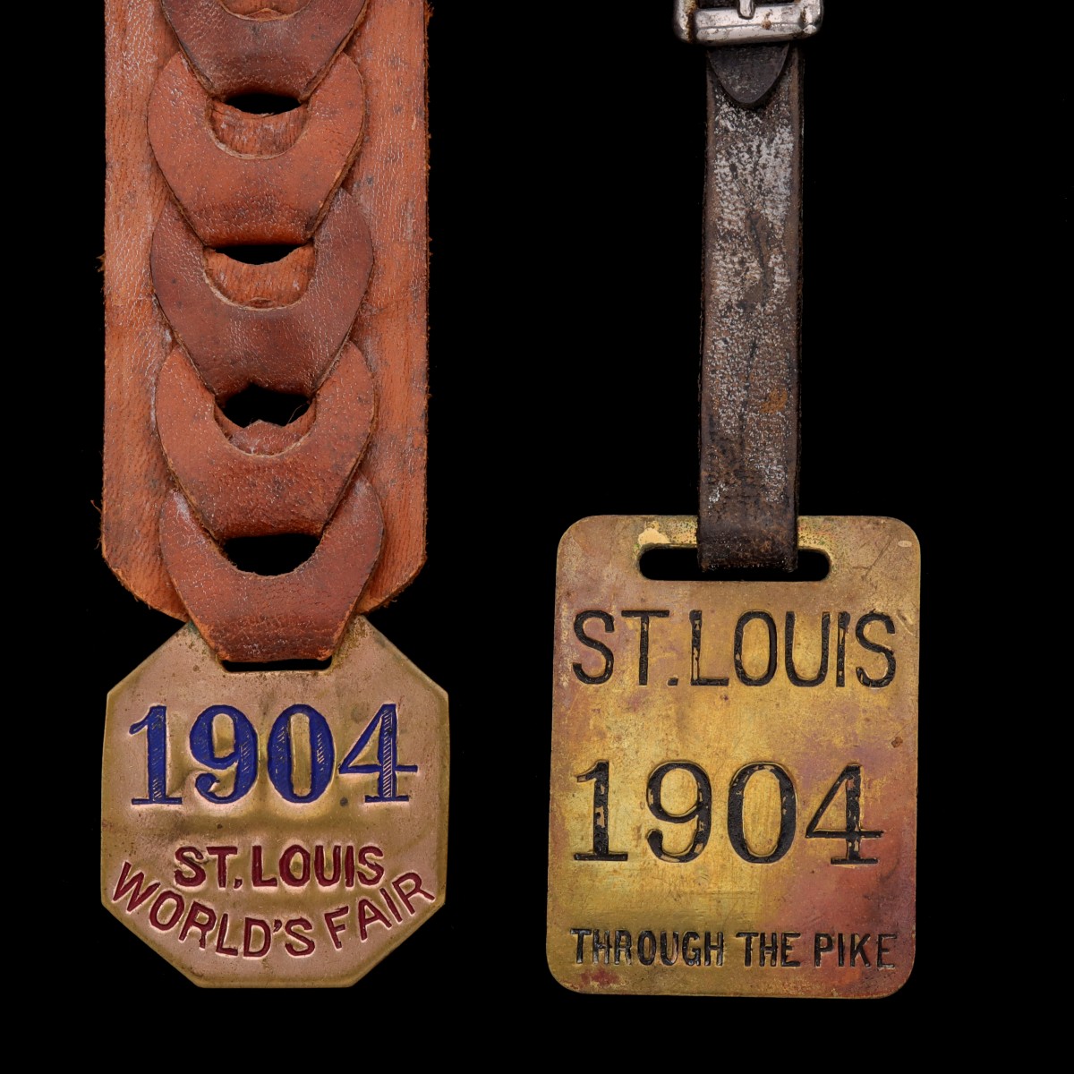 ST. LOUIS WORLD'S FAIR SOUVENIR WATCH FOBS