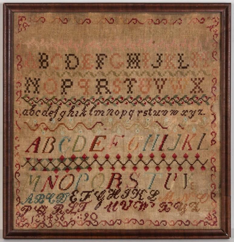 A 19TH CENTURY AMERICAN CROSS STITCH SAMPLER