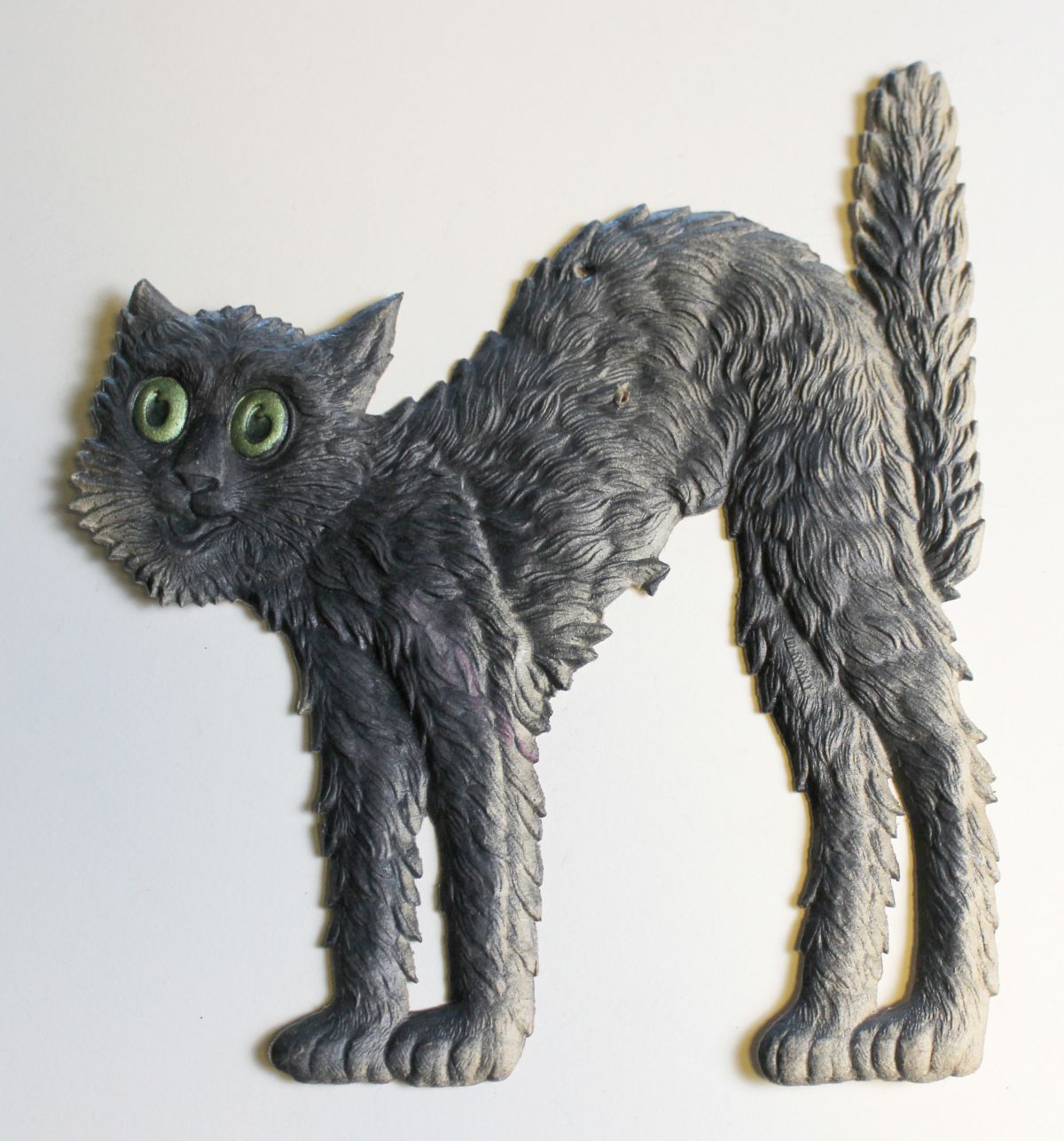 A DIE-CUT EMBOSSED HALLOWEEN BLACK CAT MKD GERMANY