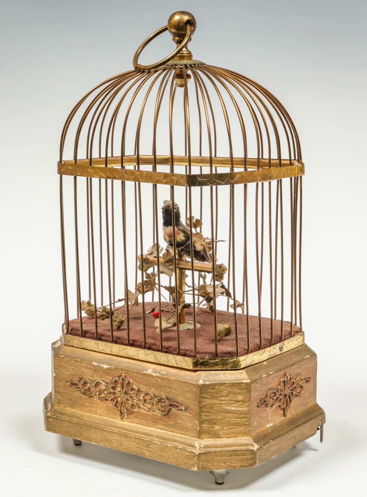 A SINGING BIRD AUTOMATON SPRING DRIVEN MUSIC BOX