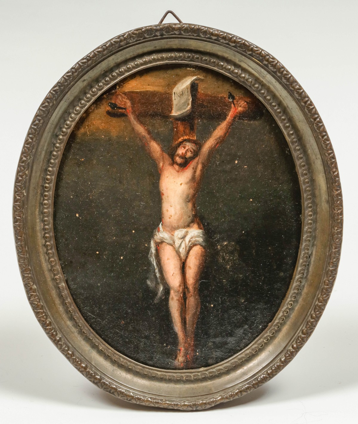 SMALL 18TH CENTURY PAINTING CRUCIFIXION OF CHRIST