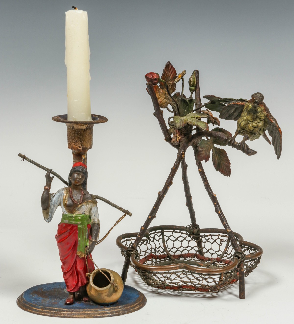 TWO EUROPEAN COLD PAINTED BRONZE OBJECTS C. 1900