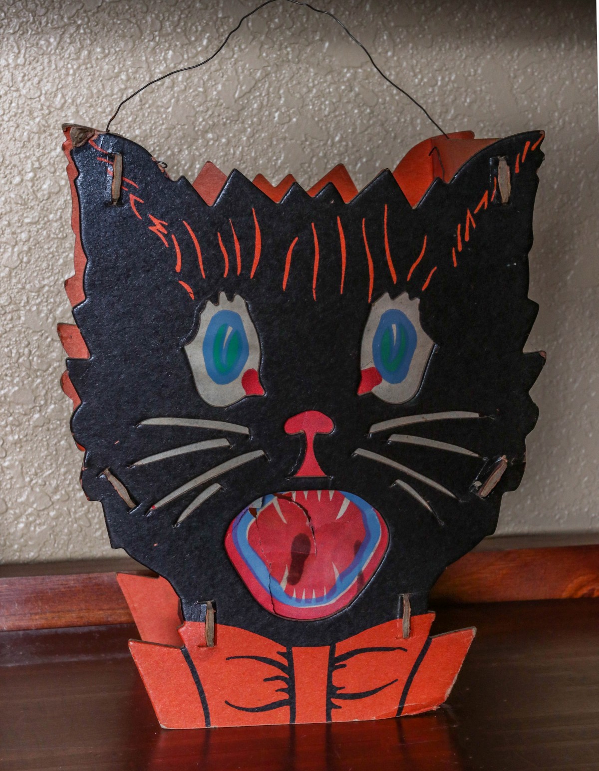 A BLACK CAT HALLOWEEN LANTERN WITH ORIGINAL TISSUES