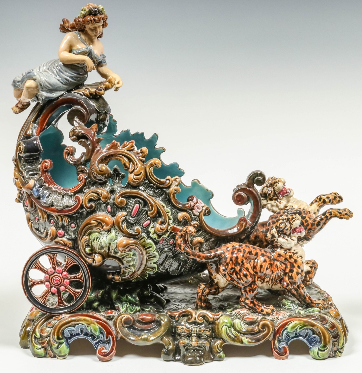 A CONTINENTAL MAJOLICA POTTERY CENTERPIECE C. 1880