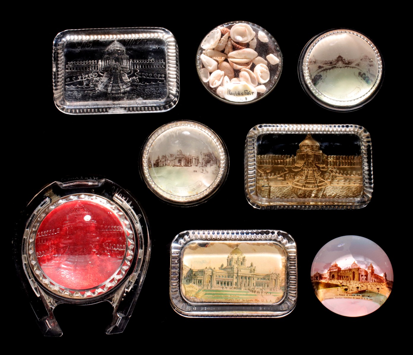 WORLD'S FAIR GLASS PAPERWEIGHTS VARIOUS TECHNIQUES