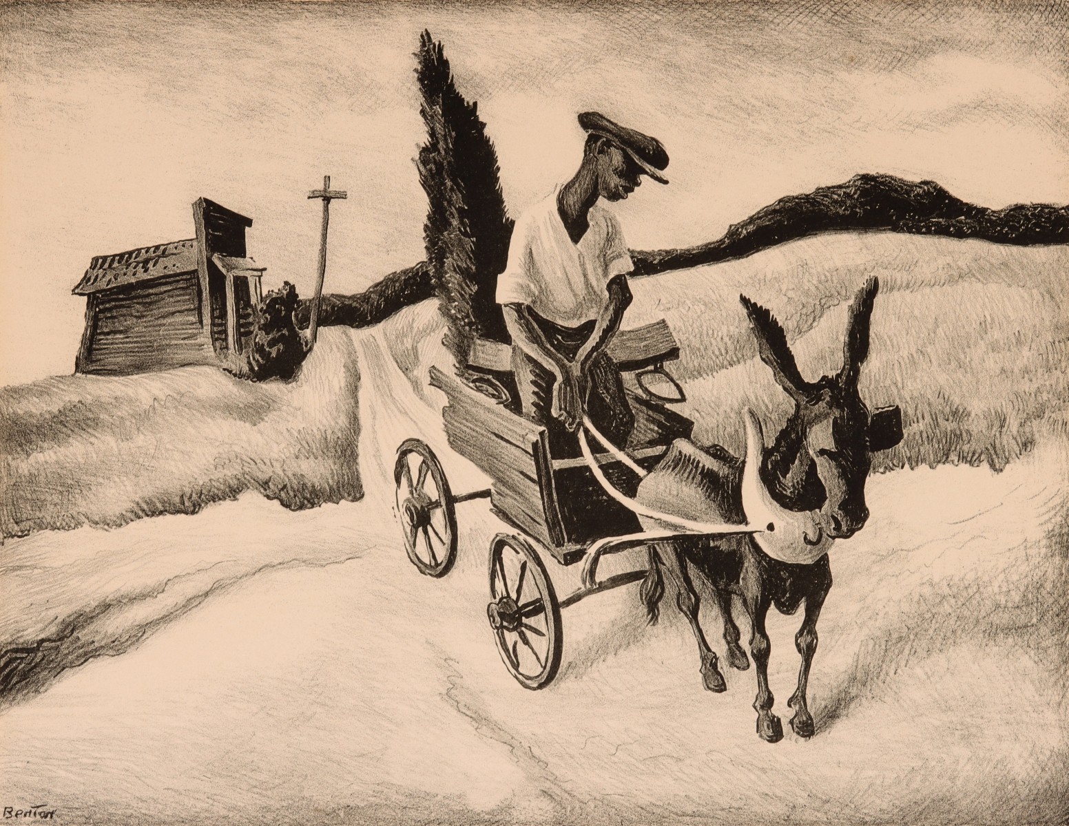 THOMAS HART BENTON (1889-1975) PENCIL SIGNED LITHOGRAPH