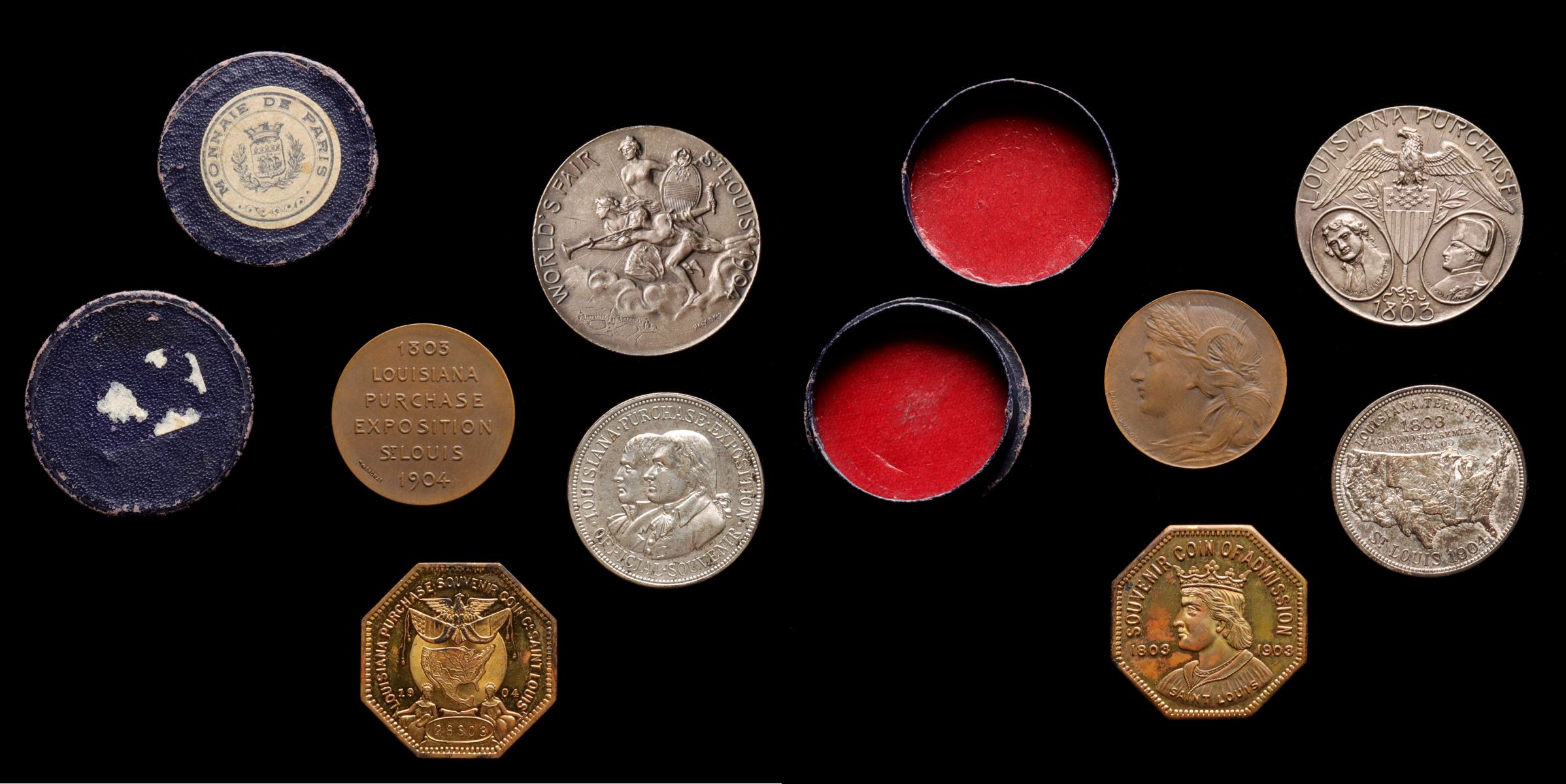 ARTIST SIGNED AND OTHER QUALITY 1904 FAIR MEDALS