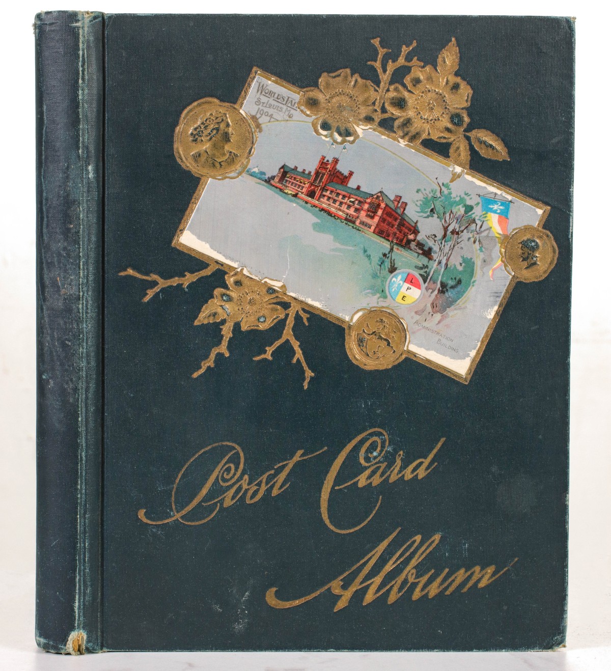 A 1904 WORLD'S FAIR POST CARD ALBUM W/ 35 POSTCARDS