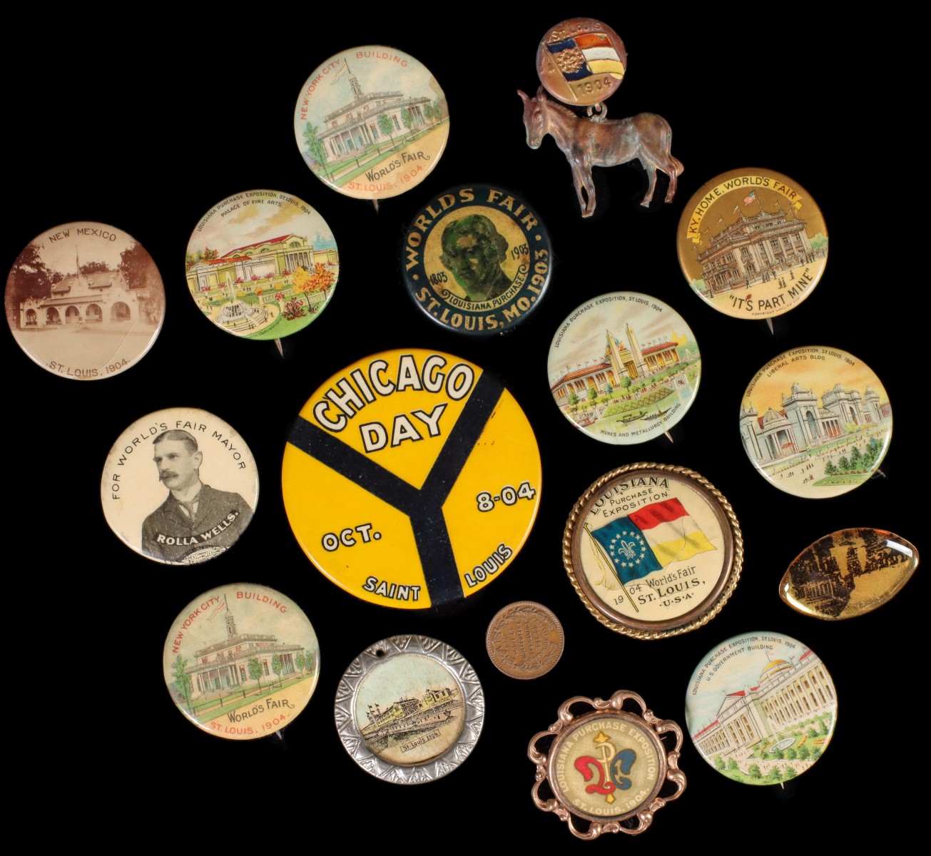 A COLLECTION OF 1904 ST. LOUIS WORLD'S FAIR BUTTONS