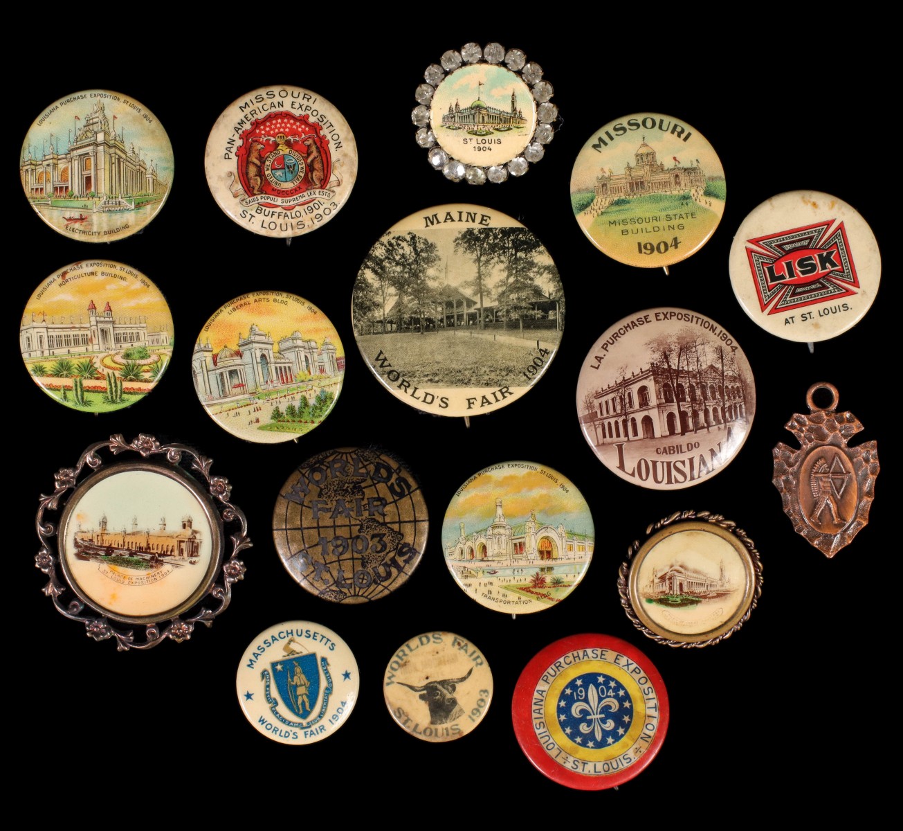 A COLLECTION OF 1904 ST. LOUIS WORLD'S FAIR BUTTONS