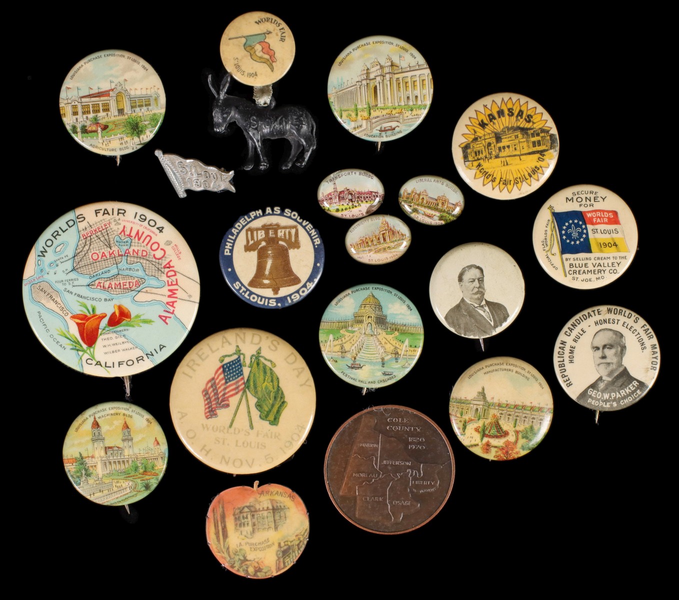 A COLLECTION OF 1904 ST. LOUIS WORLD'S FAIR BUTTONS