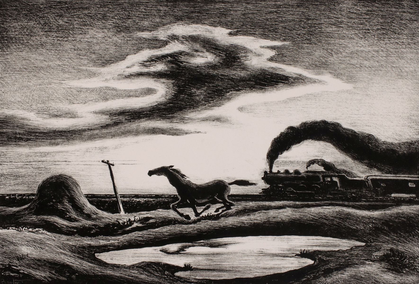 THOMAS HART BENTON (1889-1975) PENCIL SIGNED LITHOGRAPH