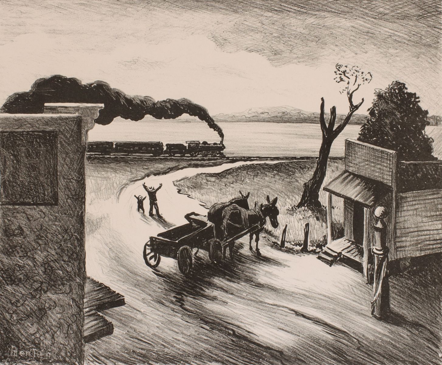 THOMAS HART BENTON (1889-1975) PENCIL SIGNED LITHOGRAPH