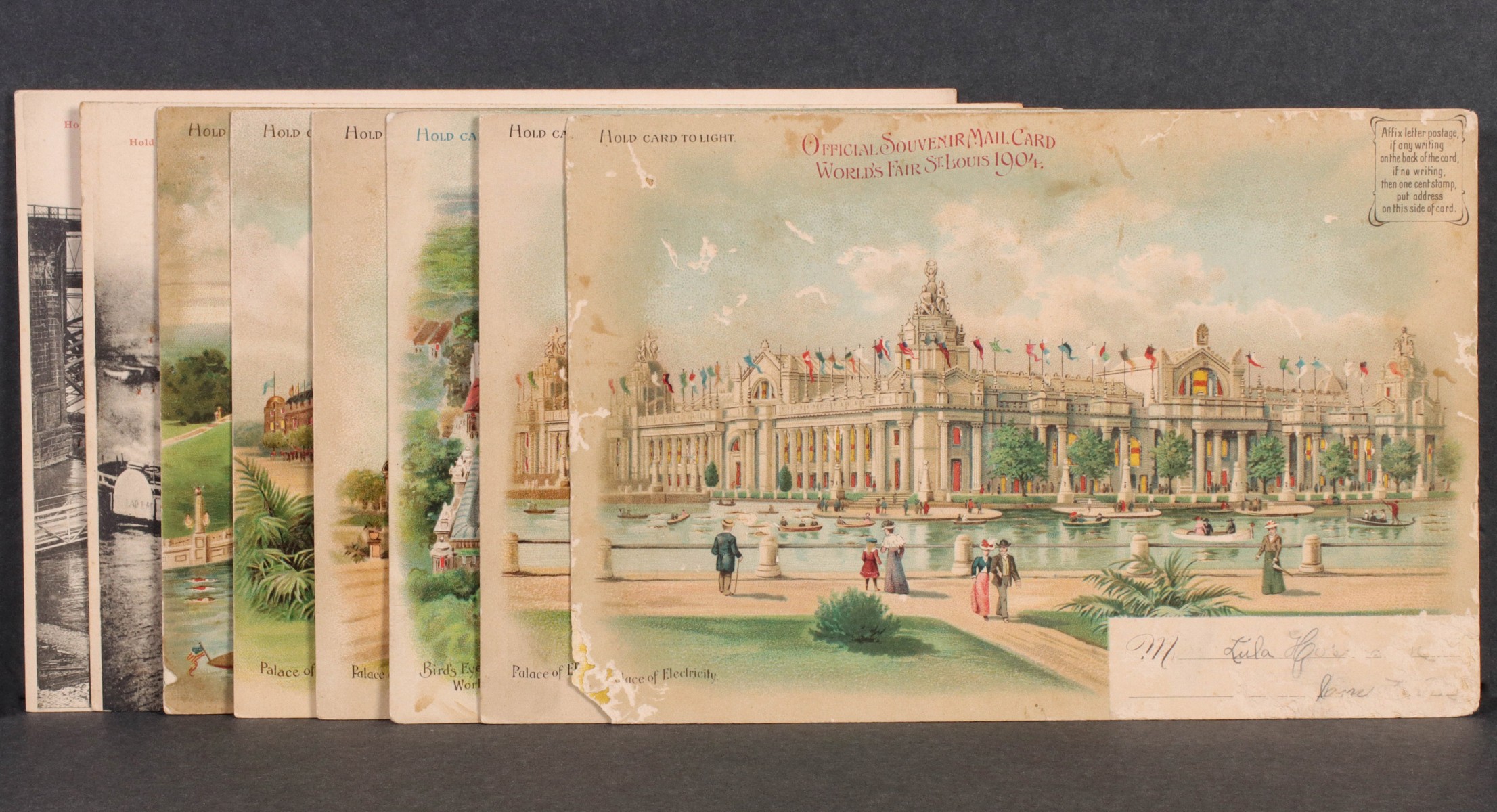 ST. LOUIS WORLD'S FAIR HOLD-TO-LIGHT POSTCARDS