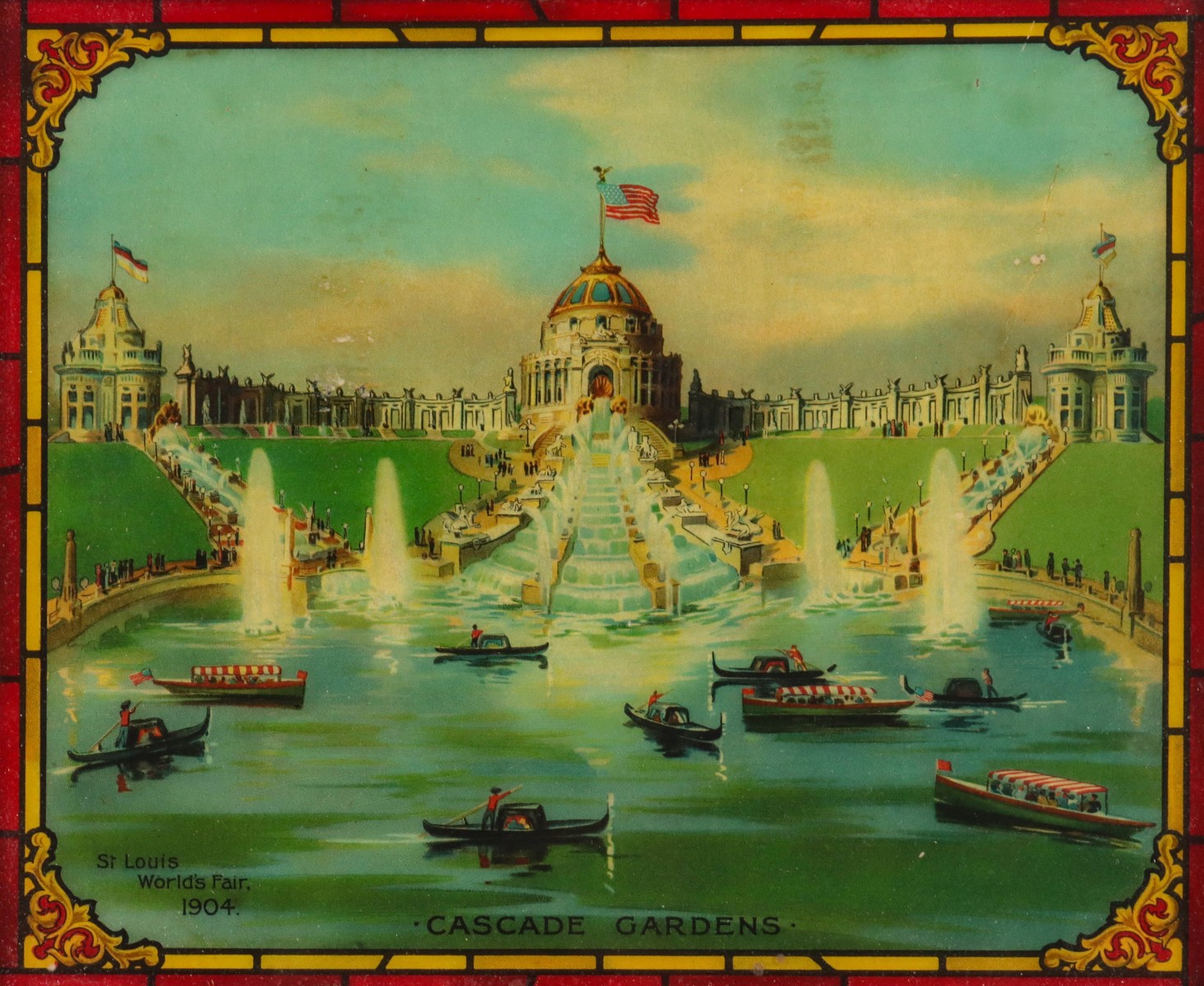 A FRAMED 1904 ST. LOUIS WORLD'S FAIR IMAGE ON GLASS