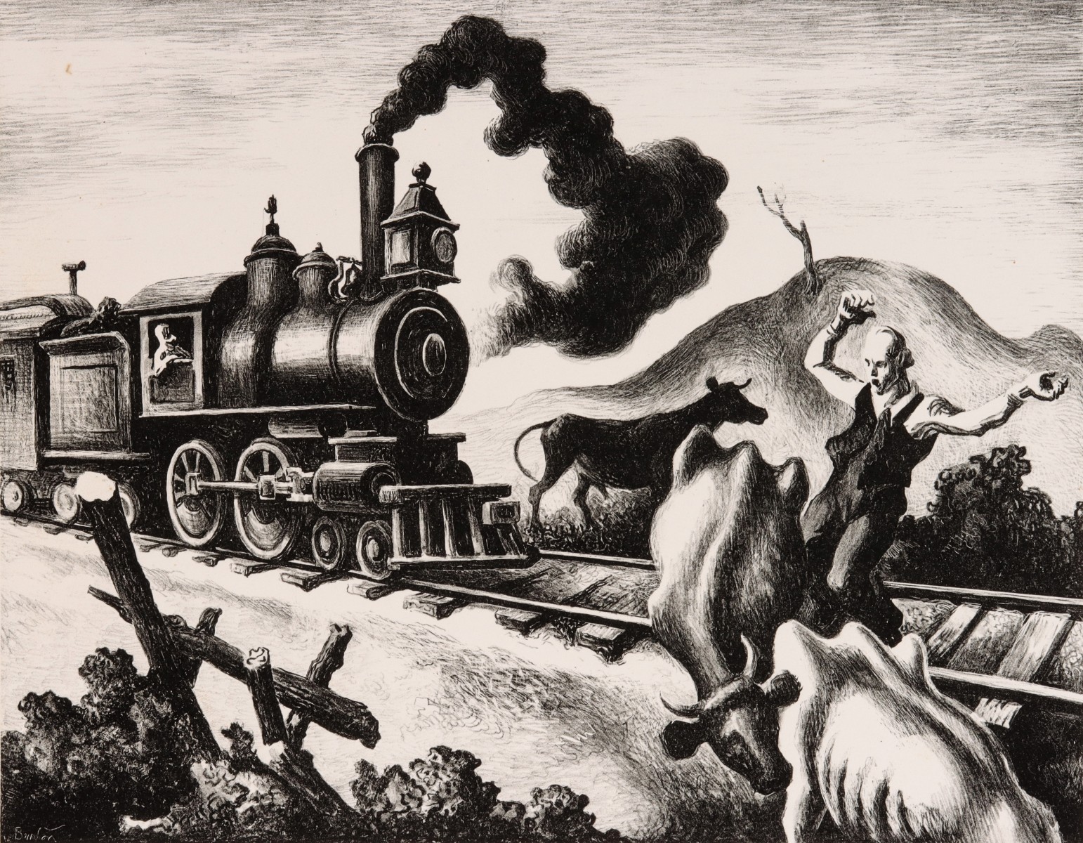 THOMAS HART BENTON (1889-1975) PENCIL SIGNED LITHOGRAPH