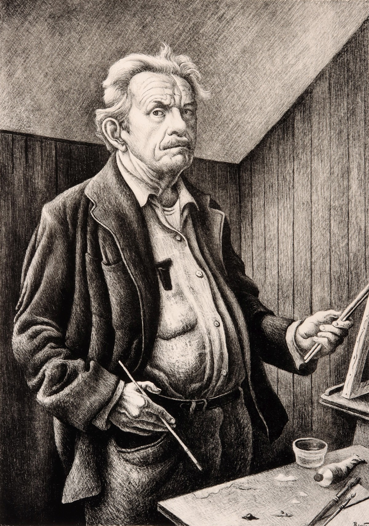 THOMAS HART BENTON (1889-1975) PENCIL SIGNED LITHOGRAPH