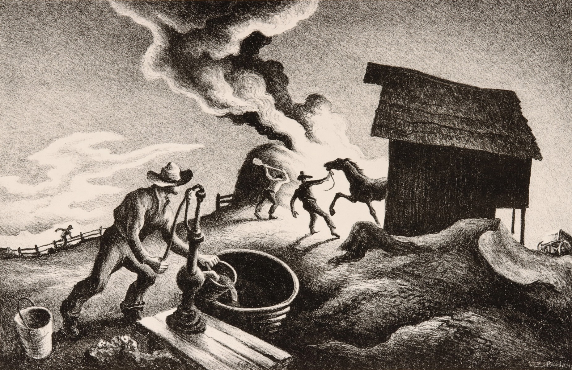 THOMAS HART BENTON (1889-1975) PENCIL SIGNED LITHOGRAPH