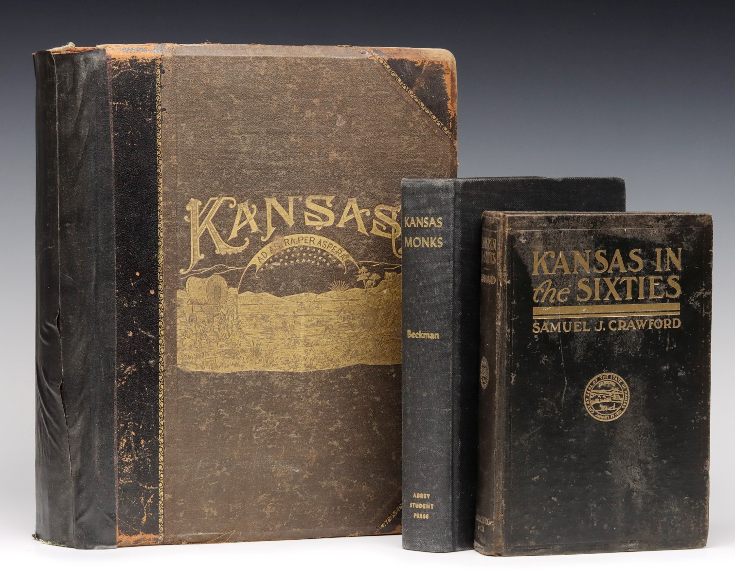 BOOKS INCL 1883 HISTORY OF KANSAS W/ RR & COUNTY MAP