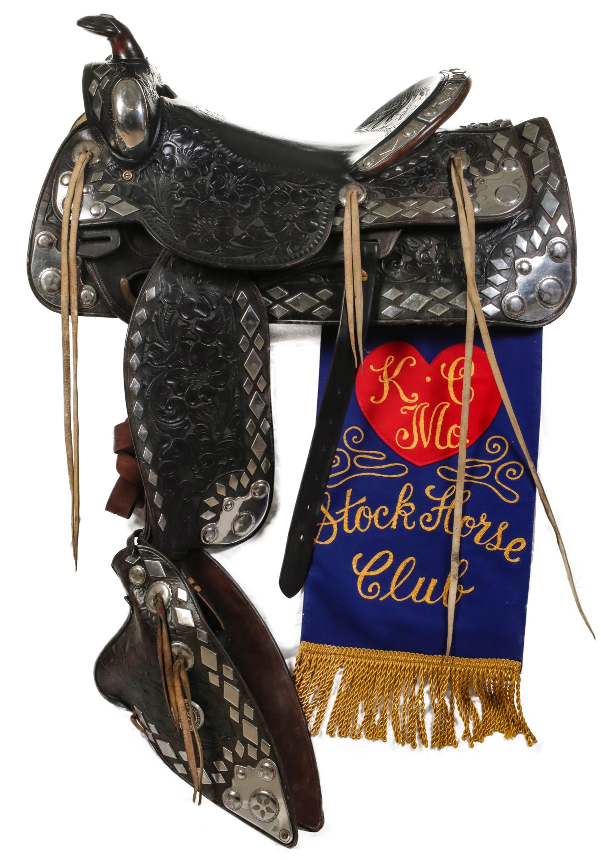 AN ELABORATE PARADE SADDLE STAMPED RHODES KANSAS CITY