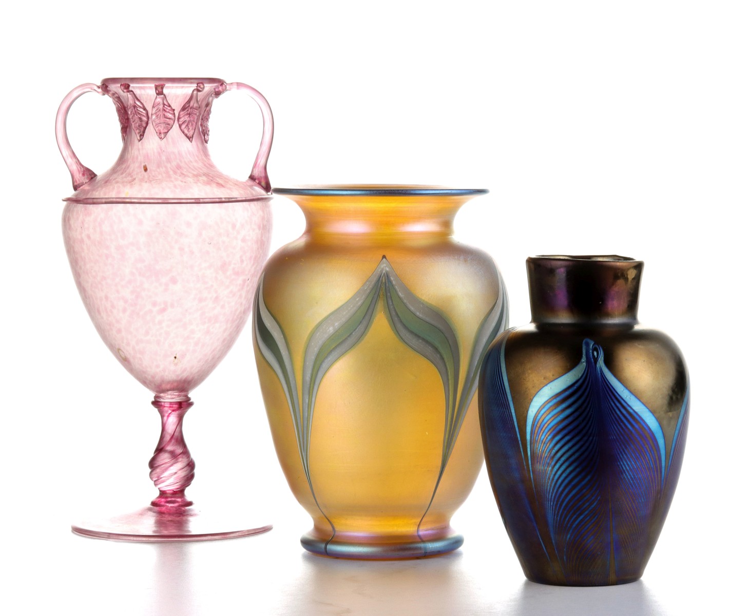 THREE NICE QUALITY CONTEMPORARY ART GLASS VASES