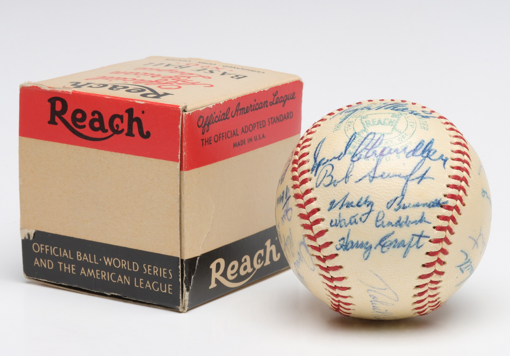 KC ATHLETICS TEAM SIGNED (MARIS) BALL IN ORIG BOX PSA