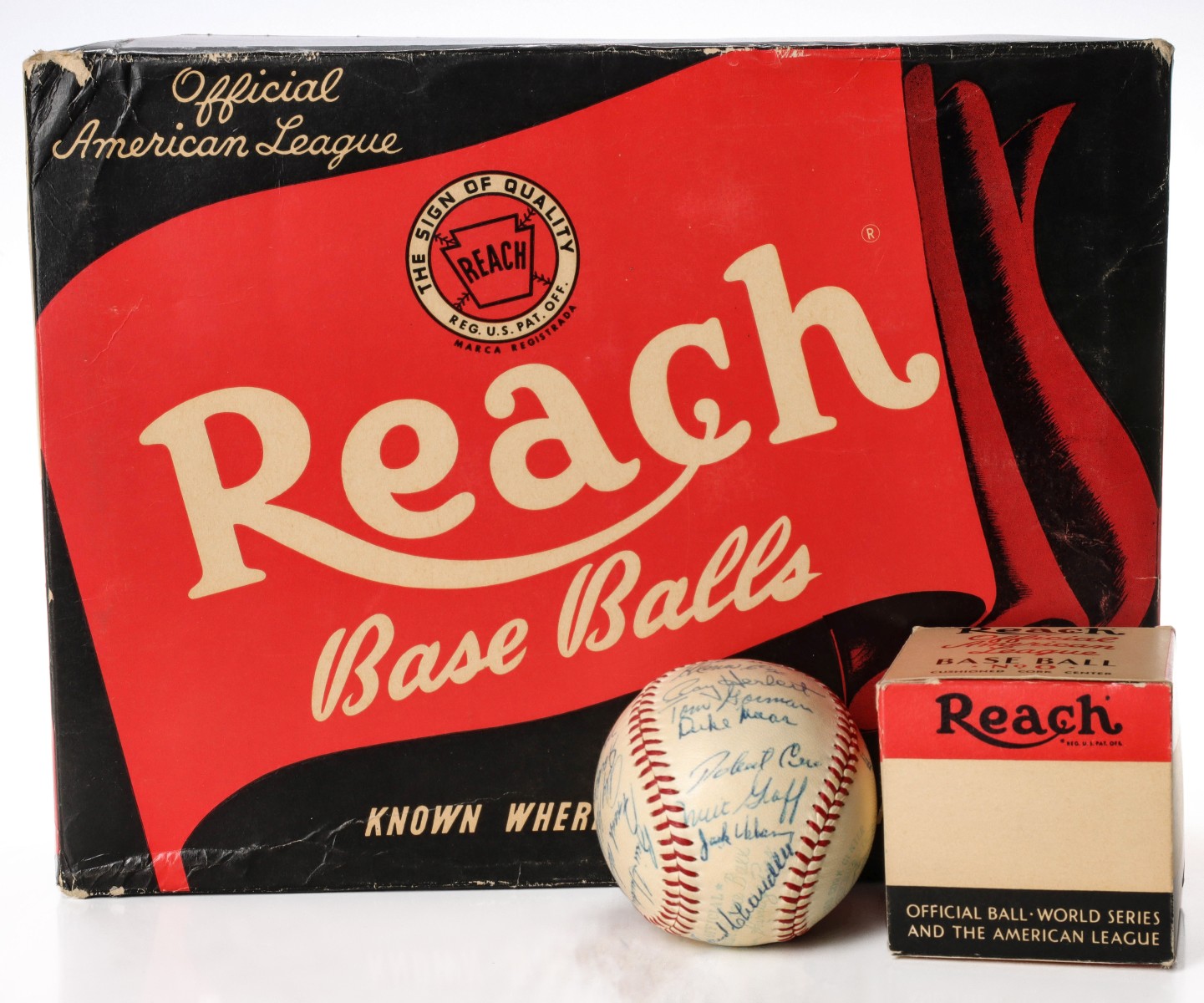 KC ATHLETICS TEAM SIGNED BALL WITH ORIGINAL BOX PSA DNA