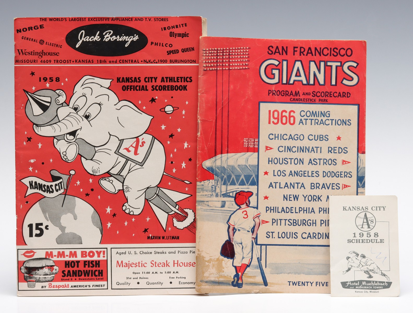 1958 KC ATHLETICS & 1966 S. F. GIANTS SCORECARDS