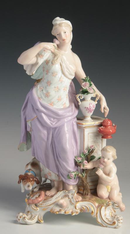 A MEISSEN PORCELAIN ALLEGORICAL FIGURE OF A MAIDEN