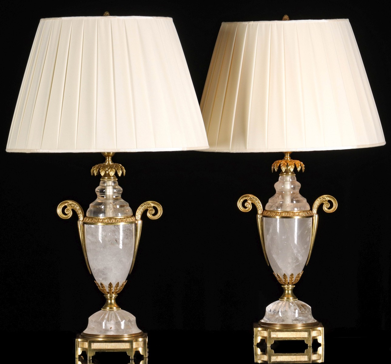 HIGH QUALITY LATE 20TH C. ROCK CRYSTAL TABLE LAMPS