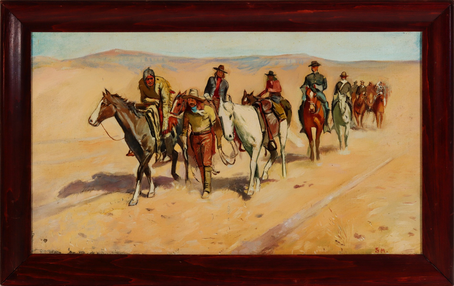 EARLY 20TH CENT OIL ON CANVAS AFTER FREDERIC REMINGTON