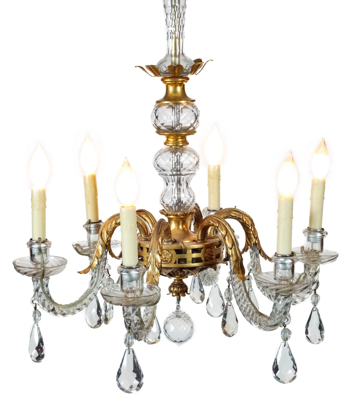 AN IMPRESSIVE GEORGE III STYLE CHANDELIER ATTR CALDWELL