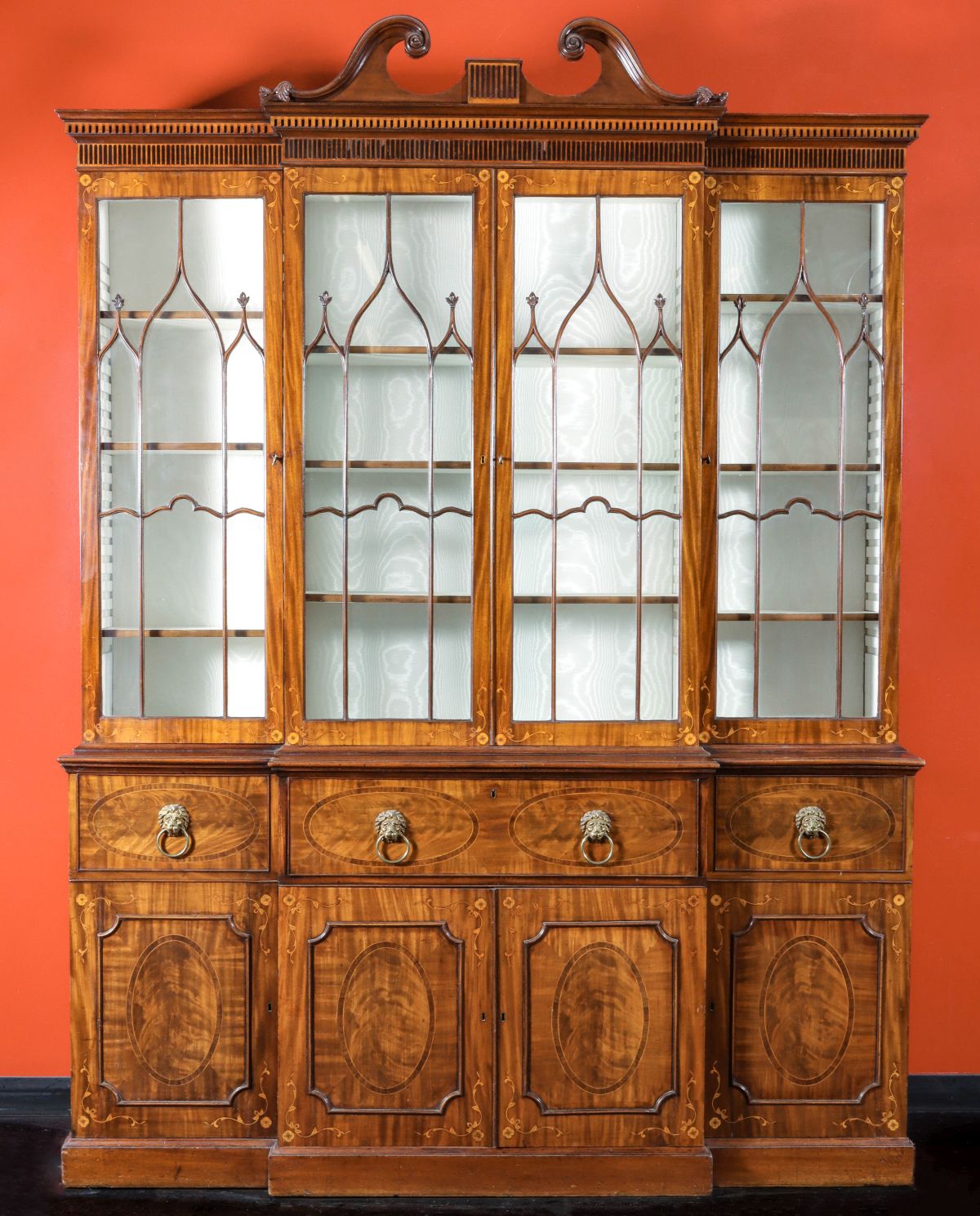 A VERY FINE 18C. BUREAU BREAKFRONT WITH ELABORATE INLAY