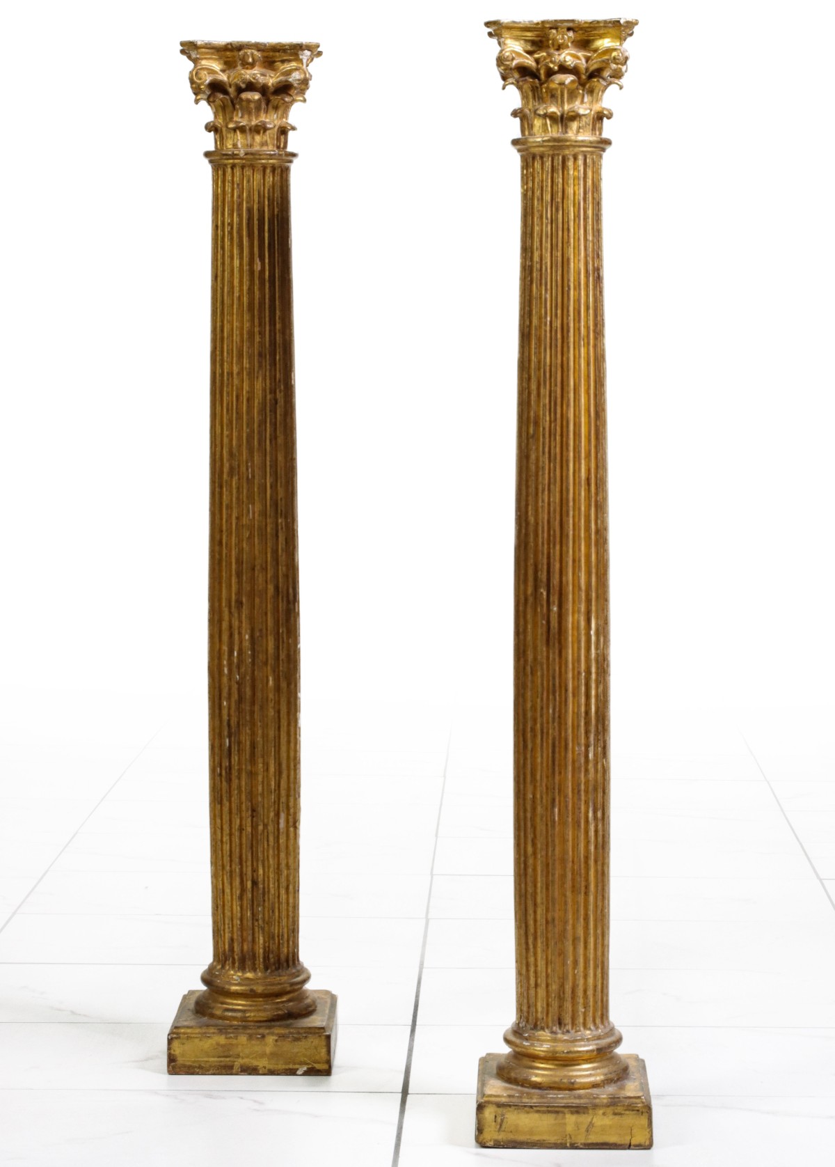 A PAIR ITALIAN GILTWOOD CLASSICAL COLUMNS CIRCA 1900